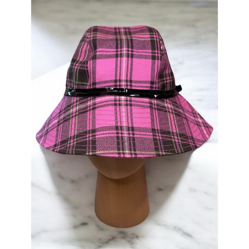 Y2K Coach Wool Plaid Fedora Hat Size M/L